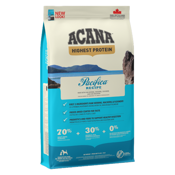 Acana Highest Protein Pacifica – 1. miejsce w rankingu suchych karm hipoalergicznych dla psa dorosłego