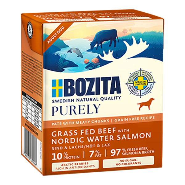 Bozita Purely Paté duoprotein wołowina i łosoś – 5. miejsce w rankingu mokrych karm hipoalergicznych dla psa dorosłego