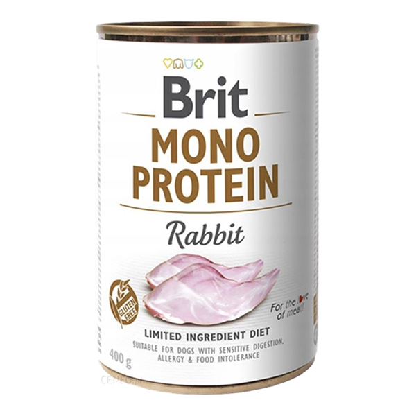 Brit Mono Protein Rabbit – 4. miejsce w rankingu mokrych karm hipoalergicznych dla psa dorosłego
