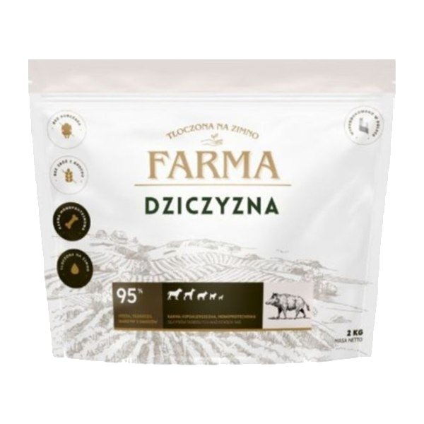 Farma – Dziczyzna tłoczona na zimno – 8. miejsce w rankingu suchych karm hipoalergicznych dla psa dorosłego