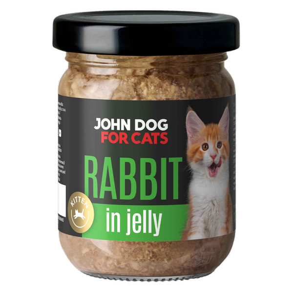 John Dog for Cats Królik Galaretka – słoik monobiałkowej mokrej karmy dla kociąt 100 g