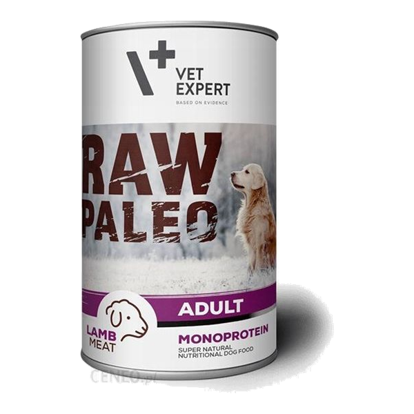 Vet Expert Raw Paleo Adult Jagnięcina – 1. miejsce w rankingu mokrych karm hipoalergicznych dla psa dorosłego